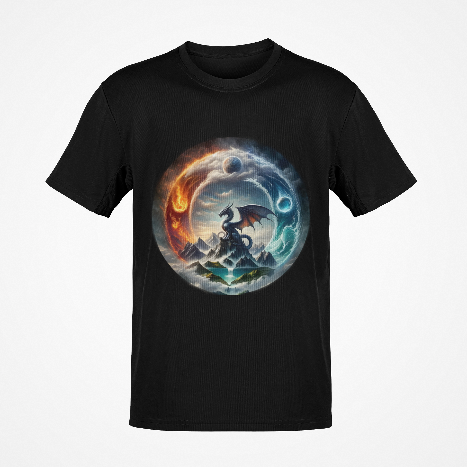 Water Fire Yin Yang Dragon T-shirt